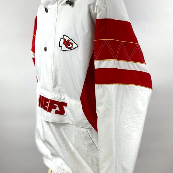 Kansas City Chiefs Jacket Starter Half Zip Hooded WHITE   XL - Picture 2 of 8